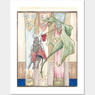 Knight and Dragon Medieval Fantasy Posters and Art